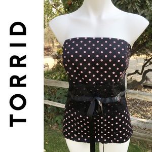 Torrid Pinup Polka Dot Strapless Lace Top